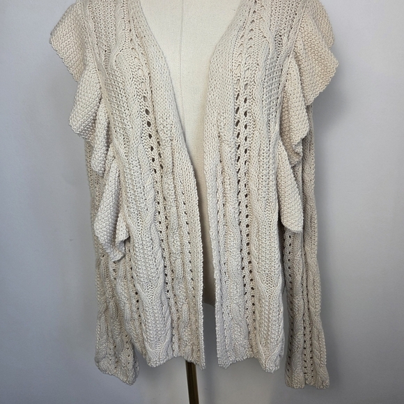 Universal Threads Ruffle Open Front Cotton Blend Cardigan - Picture 5 of 11